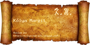 Kólya Margit névjegykártya